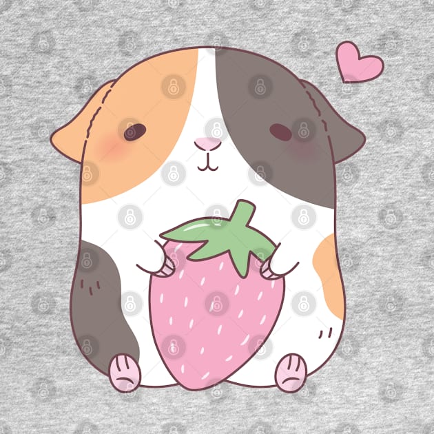 Cute Guinea Pig Loves Strawberry by rustydoodle